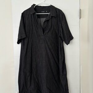 Women’s Plus Size Short-Sleeve Denim Cotton Shift Dress